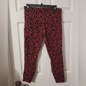 Pact Red and Black Patterned Leggings, L